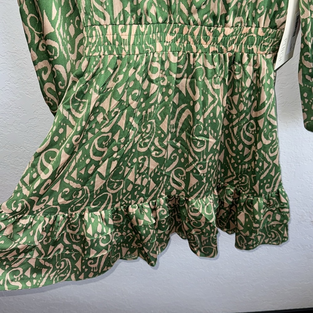 Pinch Green Patterned Satin Mini Dress - Picture 9 of 11